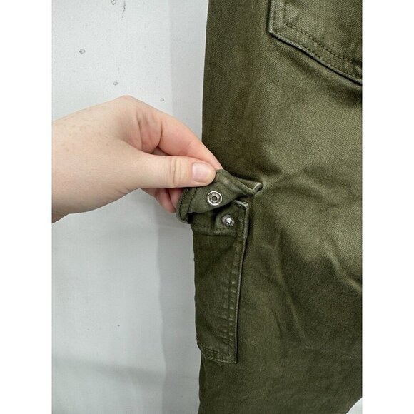 7 For All Mankind Armycoated Cargo Pant Women 29 Green Zip Ankle Grunge Skinny - Picture 11 of 14